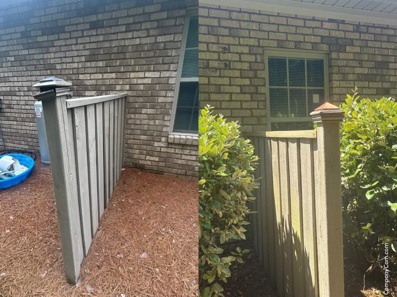 Backyard Wooden Fence Divider and Post Cap Repairs in Leland, NC by RGR Construction and Roofing, LLC
