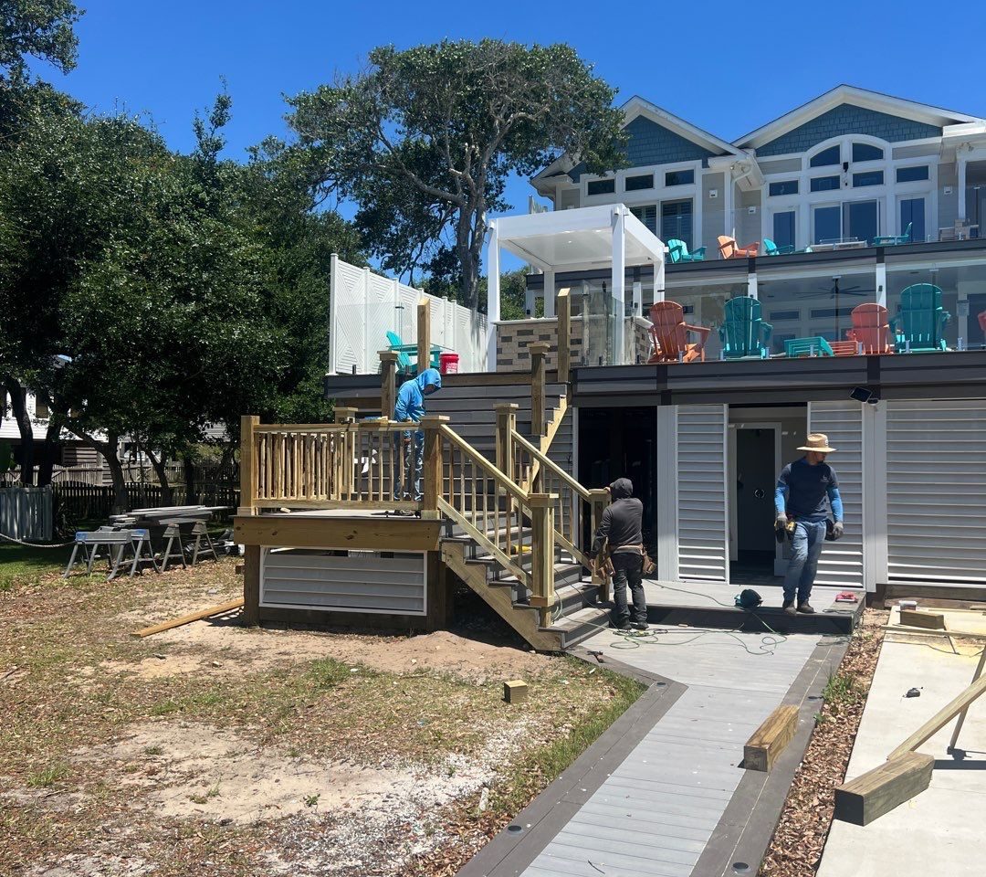 Deck Staircase Repair using Trex Composite Decking in Oak Island, NC by Licenesed General Contractor by RGR Construction and Roofing, LLC