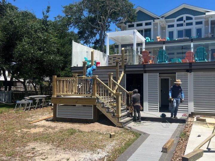 Deck Staircase Repair using Trex Composite Decking in Oak Island, NC by Licenesed General Contractor by RGR Construction and Roofing, LLC
