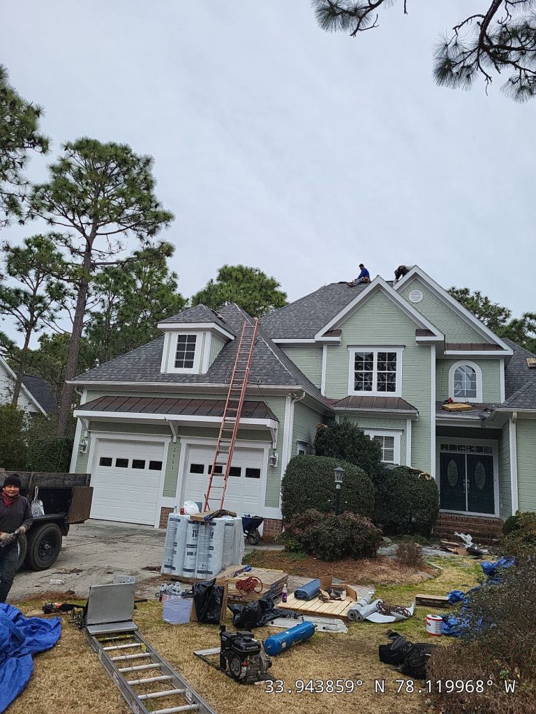 RGR Construction and Roofing Storm Damage Restoration project in Southport, NC