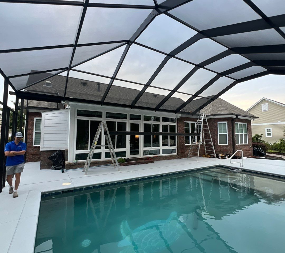 Pool Enclosure and Outdoor Living Space Storm Damage Repair by RGR Construction and Roofing, LLC