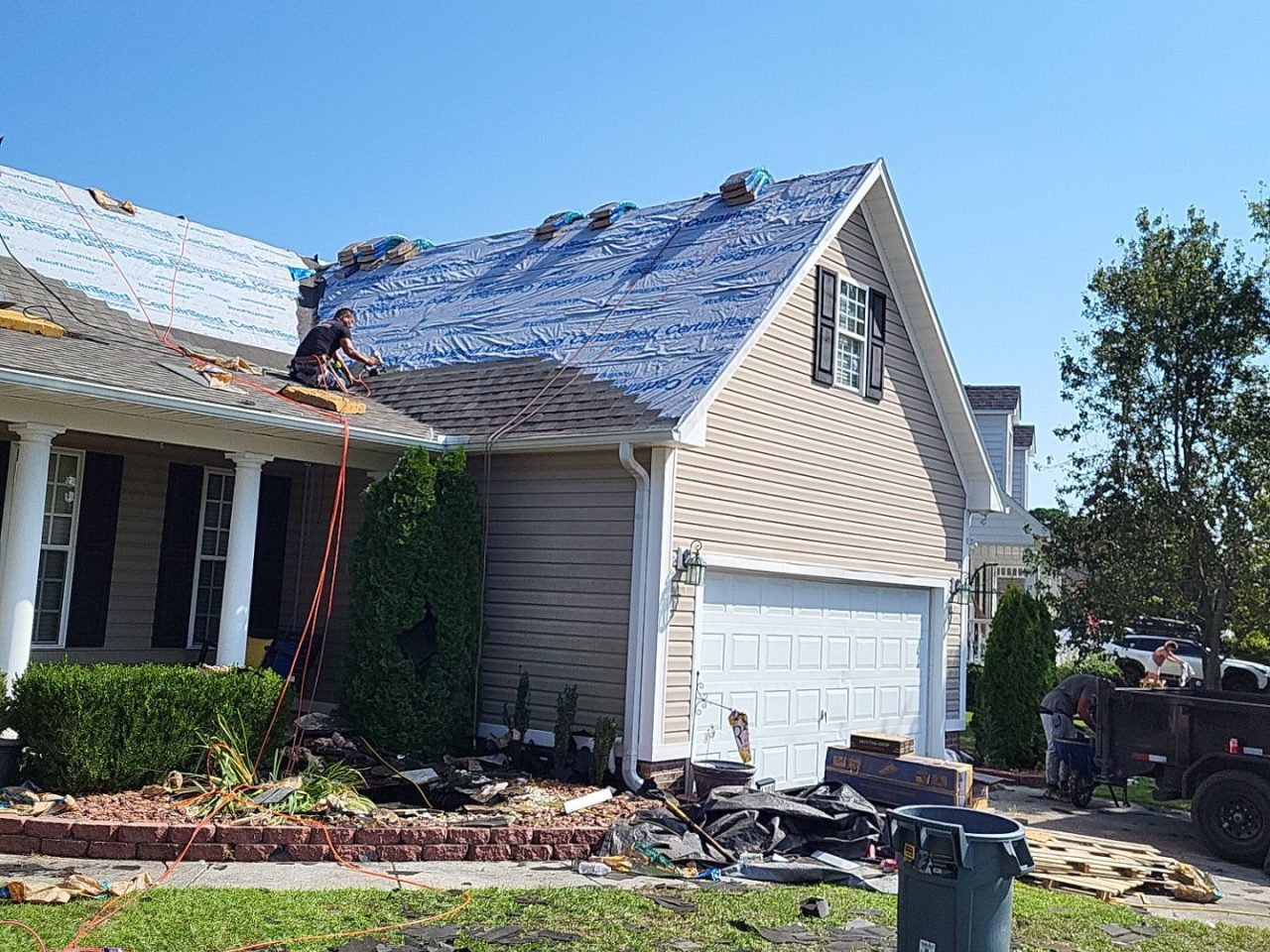 Storm Damage Repair using Black Galvanized steel Square Roof Louver by RGR Construction and Roofing, LLC