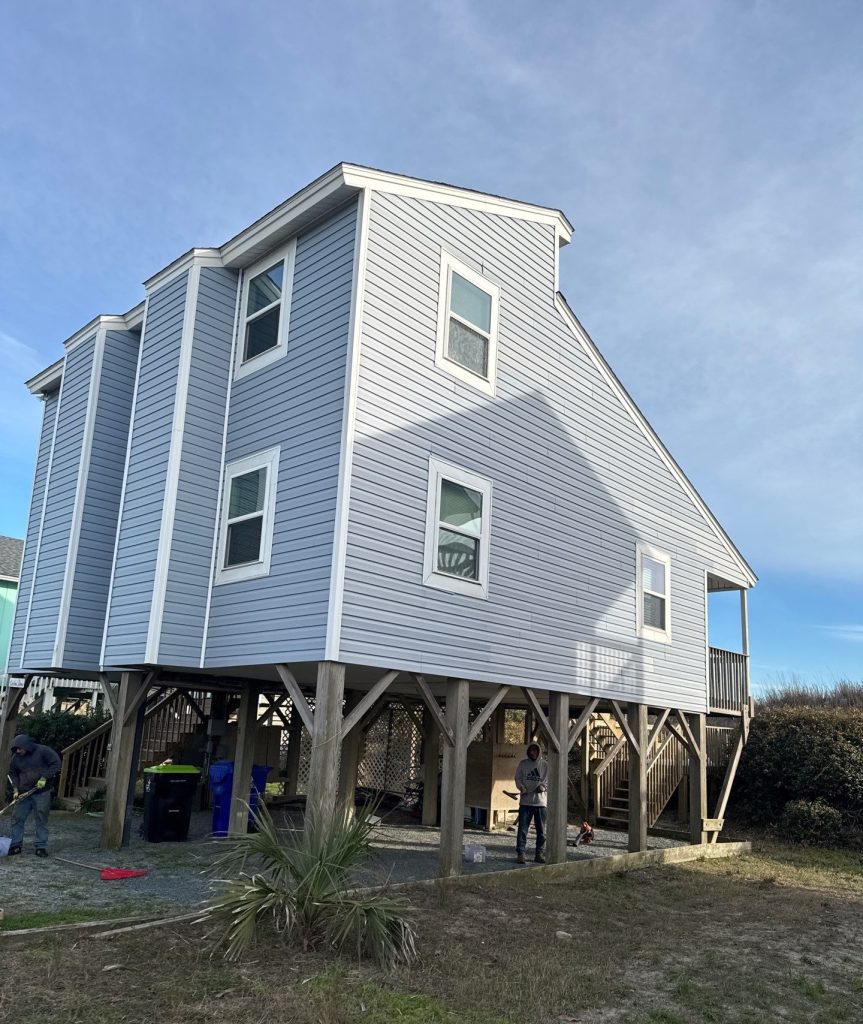 Oak Island FORTIFIED Roof Replacement with CertainTeed Landmark PRO Coastal Blue — project photograph