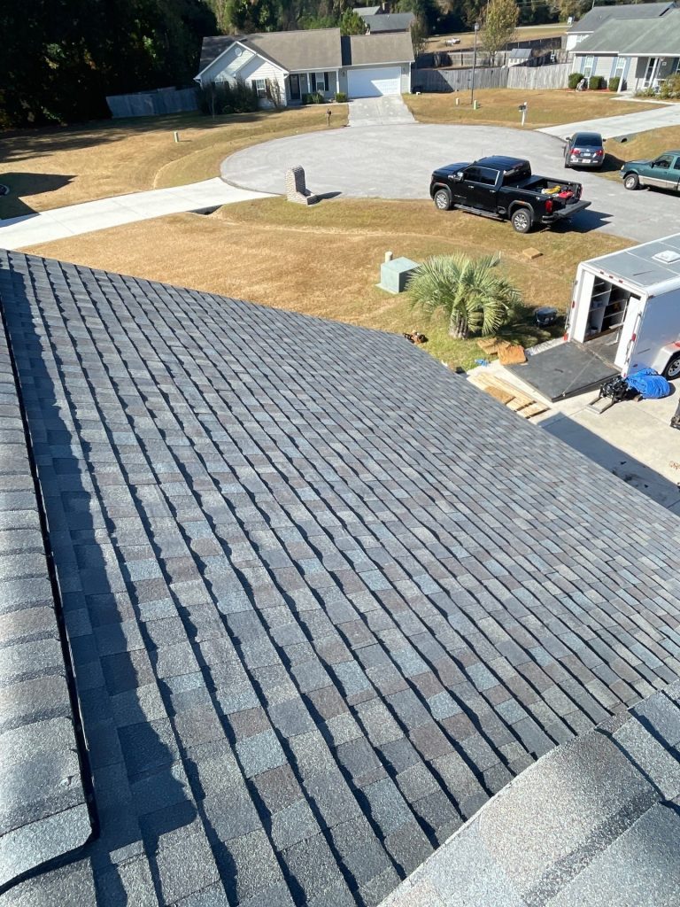 Installed shingles across a roof slope in Sneads Ferry